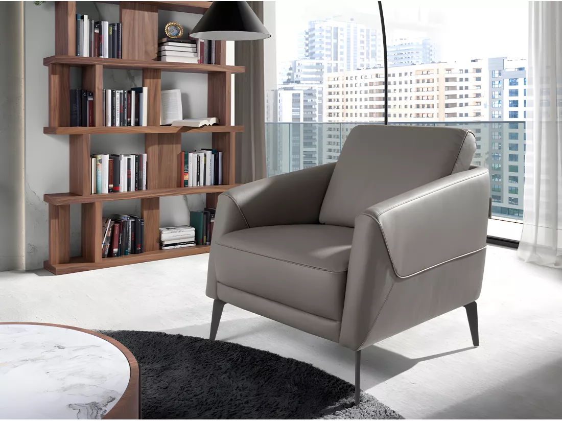 Fauteuil en cuir gris foncé 5134 ANGEL CERDA