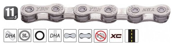 Chaine 11 vitesses 1/2 *11/128  - 136 maillons Yaban special ebike S11e - Silver