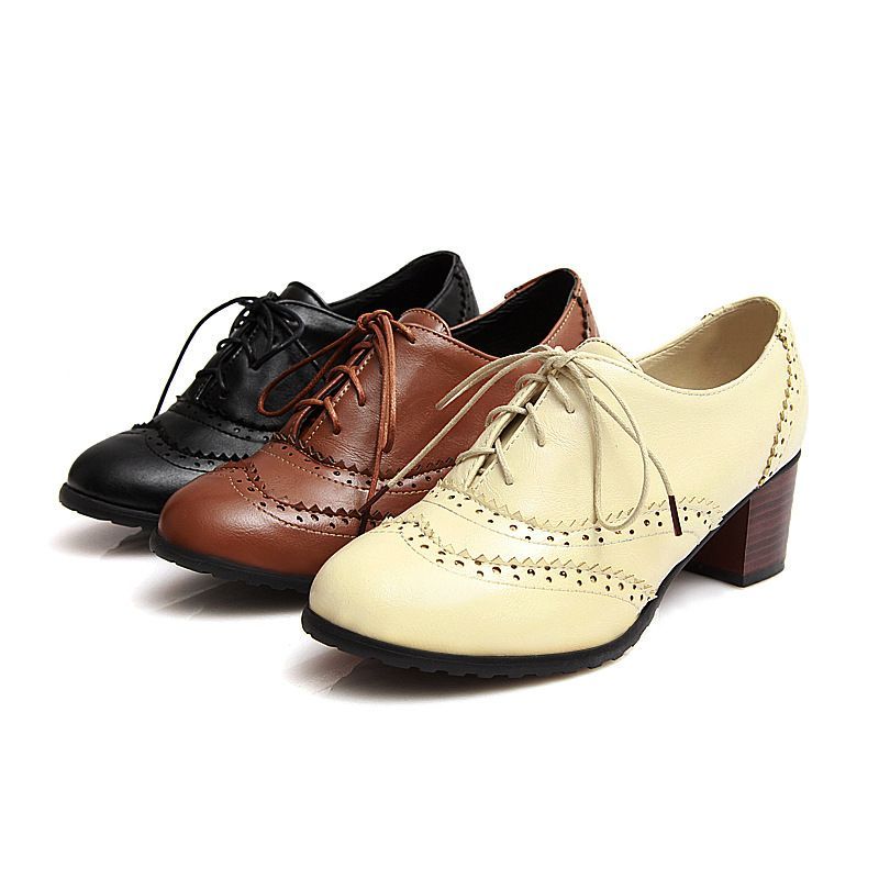 Megan - Oxford schoenen met blokhak