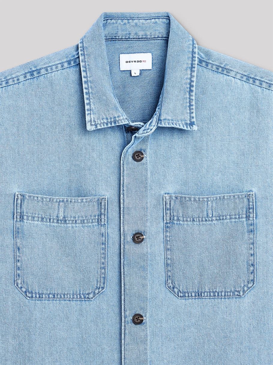 Chemise regular en denim unie