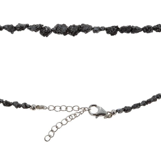 Collier Rohdiamanten schwarz, ca. 45 + 5 cm, rhodiniert