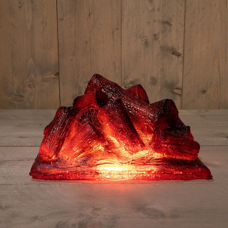 Anna's Collection - LED Kampvuur Verlichting - Kunst Houtblokken - 29 x 18 x 14 cm - Buiten