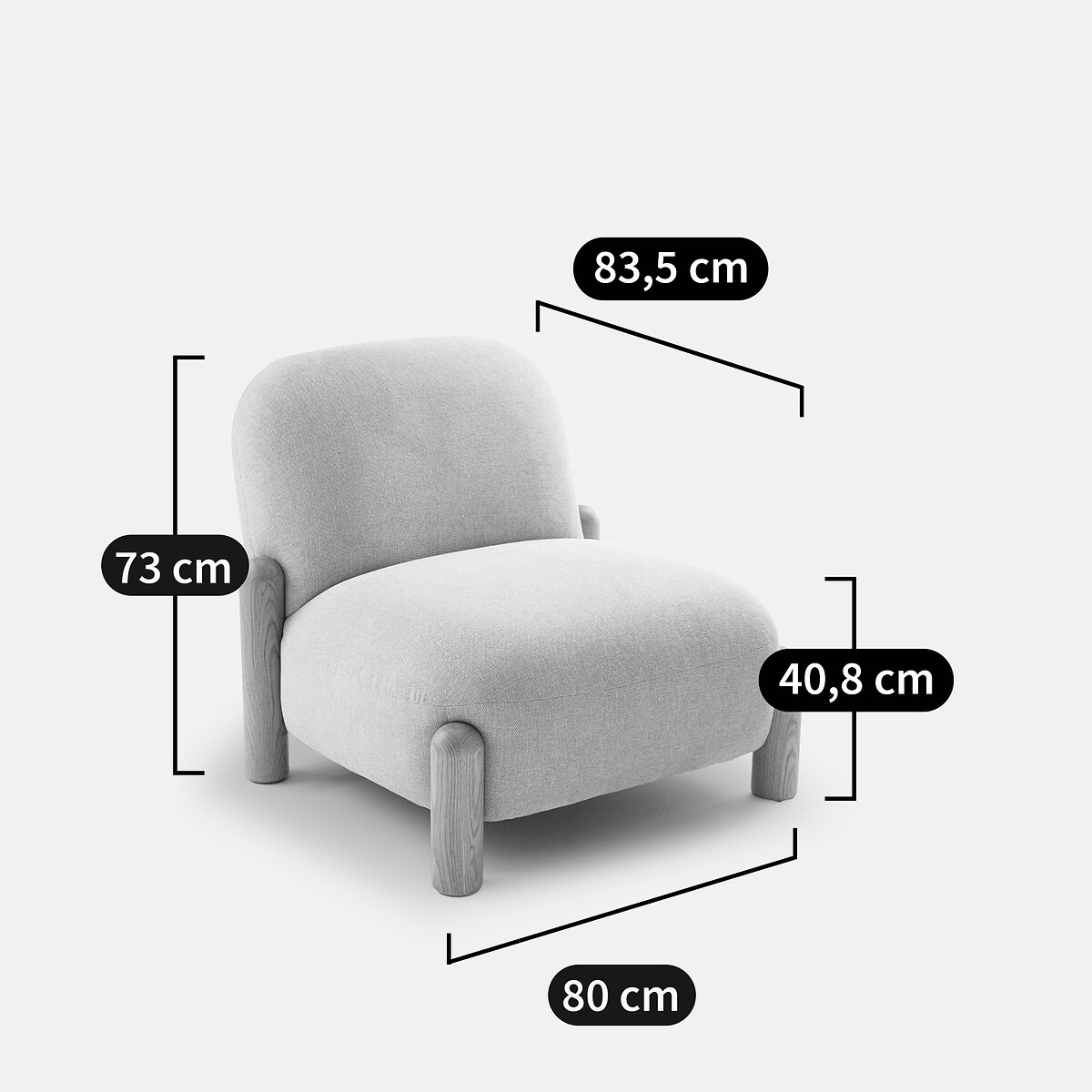 LA REDOUTE INTERIEURS<br>Poltrona em tecido chenille, Boldi