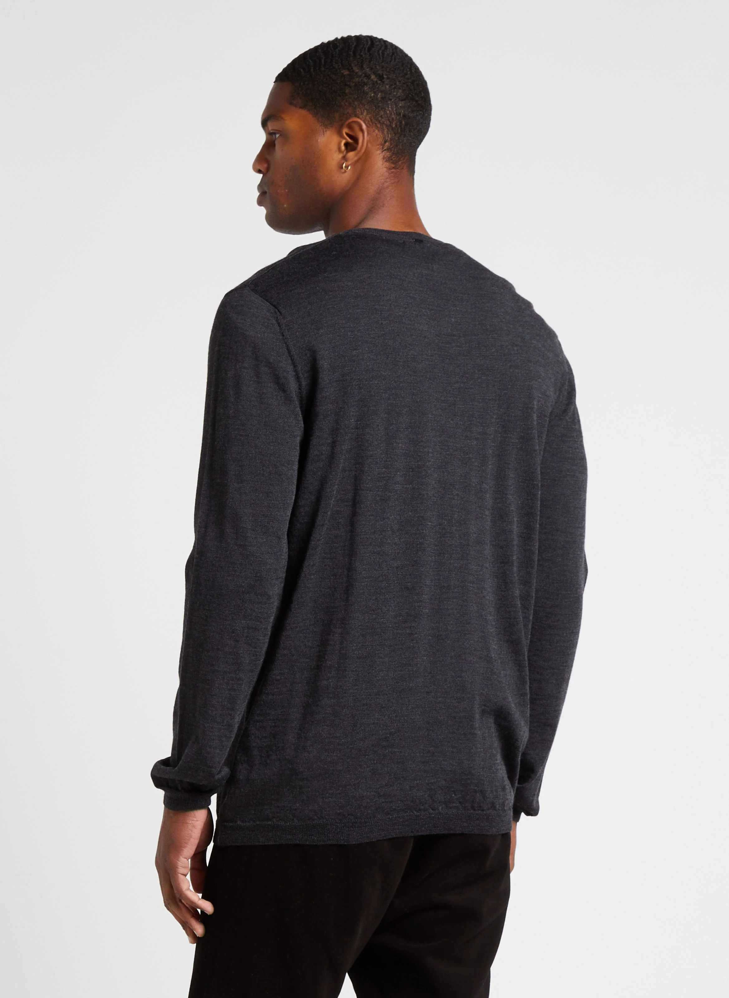 Pull regular col V en laine | Gris