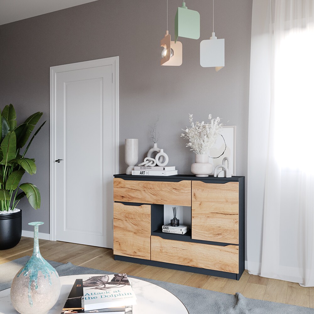 Vicco Sideboard Ruben 120 x 84 cm Anthrazit Eiche Kommode