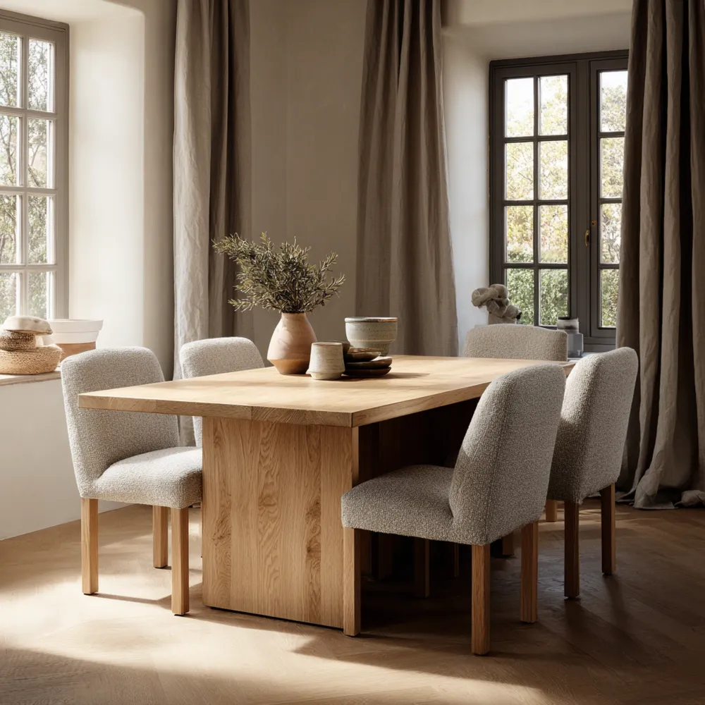 Esszimmer-Set Massivholz 140x90x75 cm – Beige – Skandinavisches Design