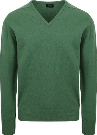 William Lockie V-Hals Lamswol Groen 7092 HF V-NECK Gras Groen M10045 kopen