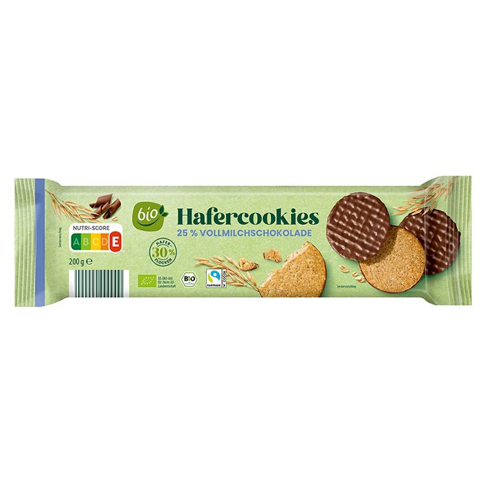 BIO Bio-Hafercookies 200 g, Vollmilchschokolade