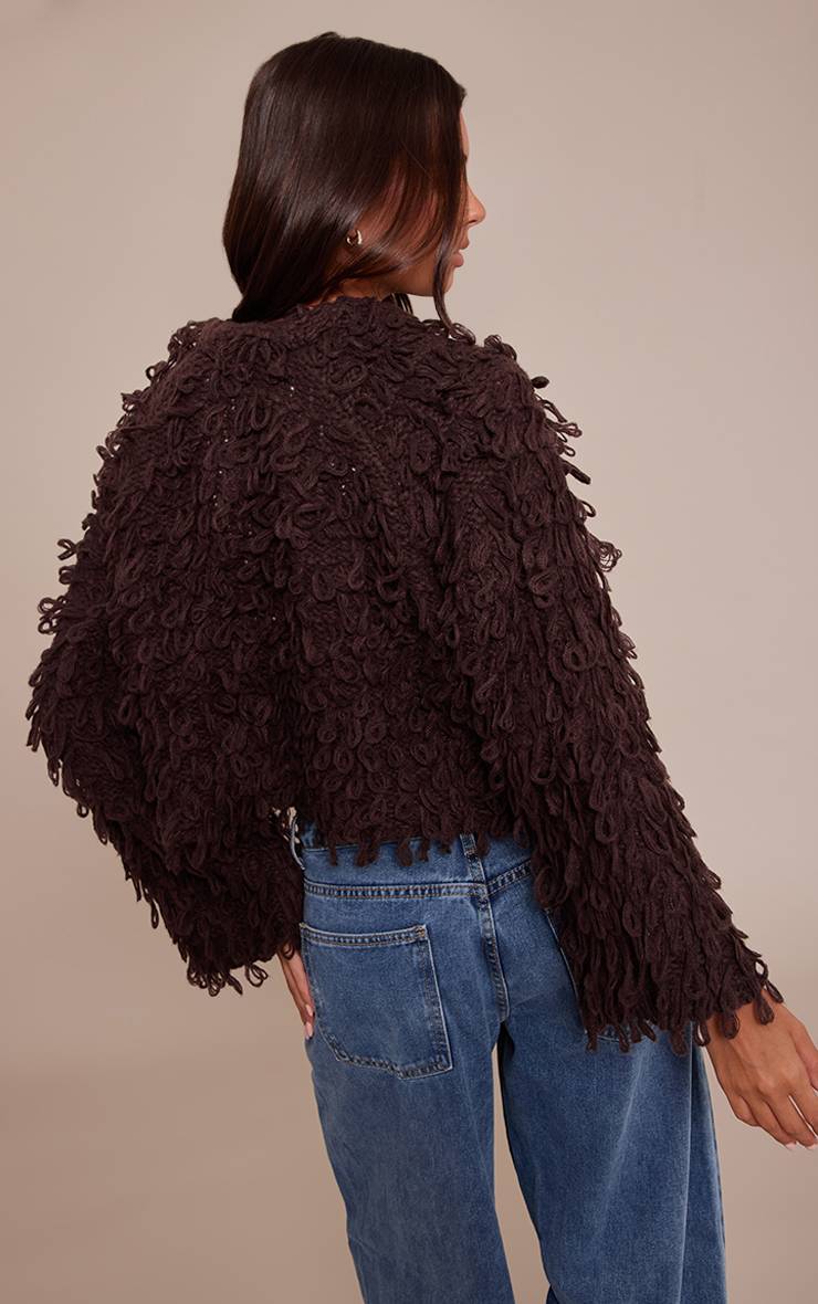 Chocolat Cardigan Oversize En Maille Bouclée