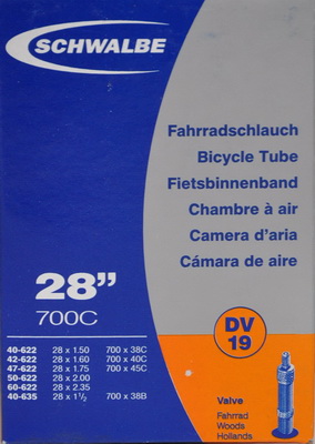SCHWALBE Slange 700x38-62C SCHWALBE DV19