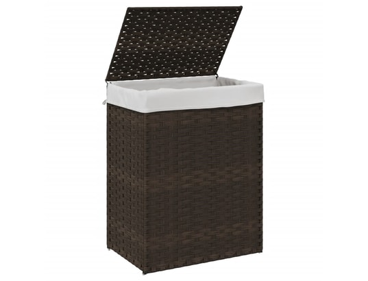 VIDAXL - Panier à linge avec couvercle marron foncé résine tressée