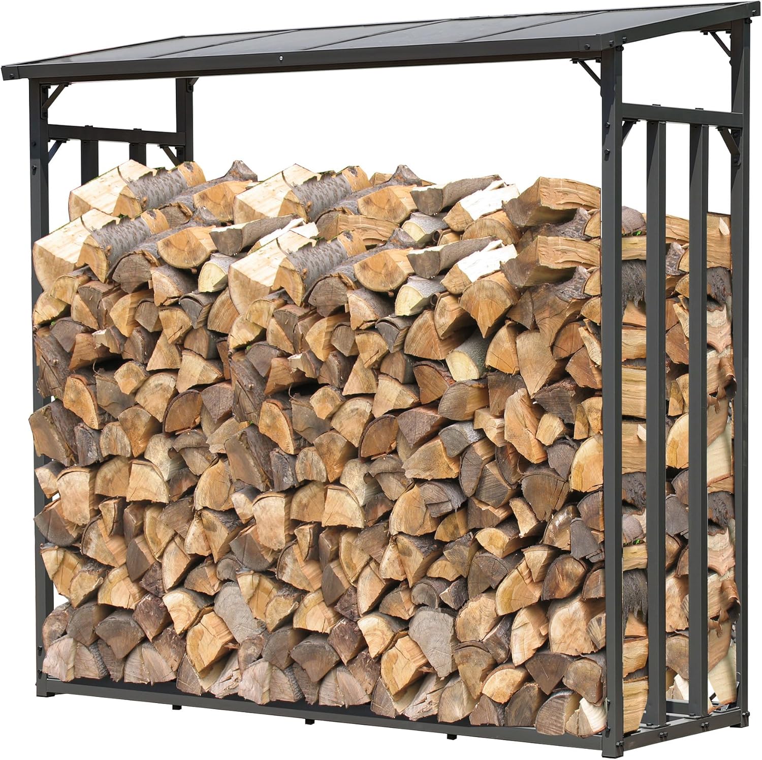 QUICK STAR Metall Kaminholzregal Anthrazit XXL 185 x 70 x 185 cm Garten Kaminholzunterstand 2,3 m³ Kaminholzlager Stapelhilfe Aussen