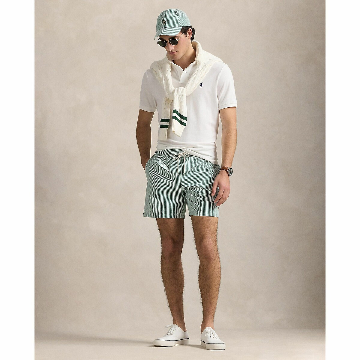 POLO RALPH LAUREN<br>Shorts de natação em seersucker
