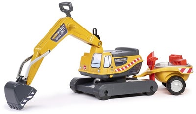 Falk Ride-on-gravemaskin Super Builder inkl. Tilhenger, Gul