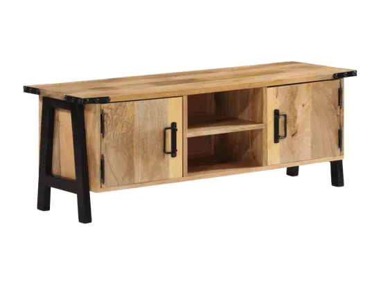 Meuble TV 110x35x40 cm bois massif de manguier