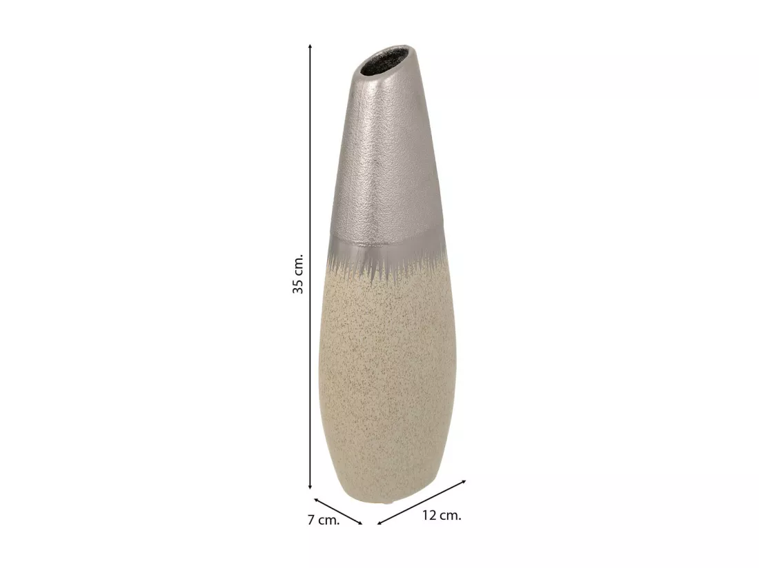 Vase en céramique argentée 12x7x35h