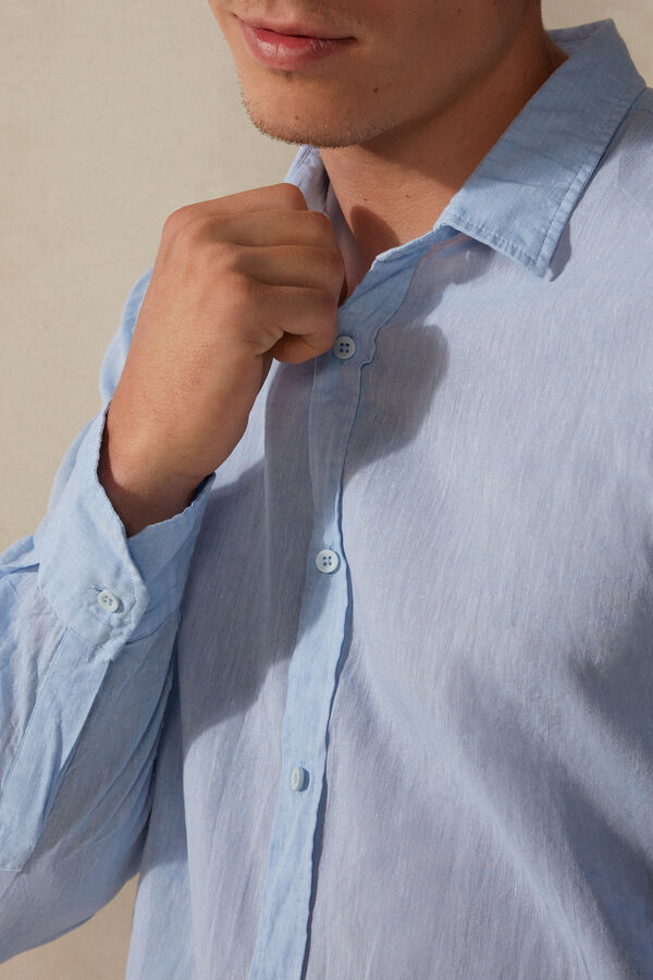 Camisa de linho e algodão