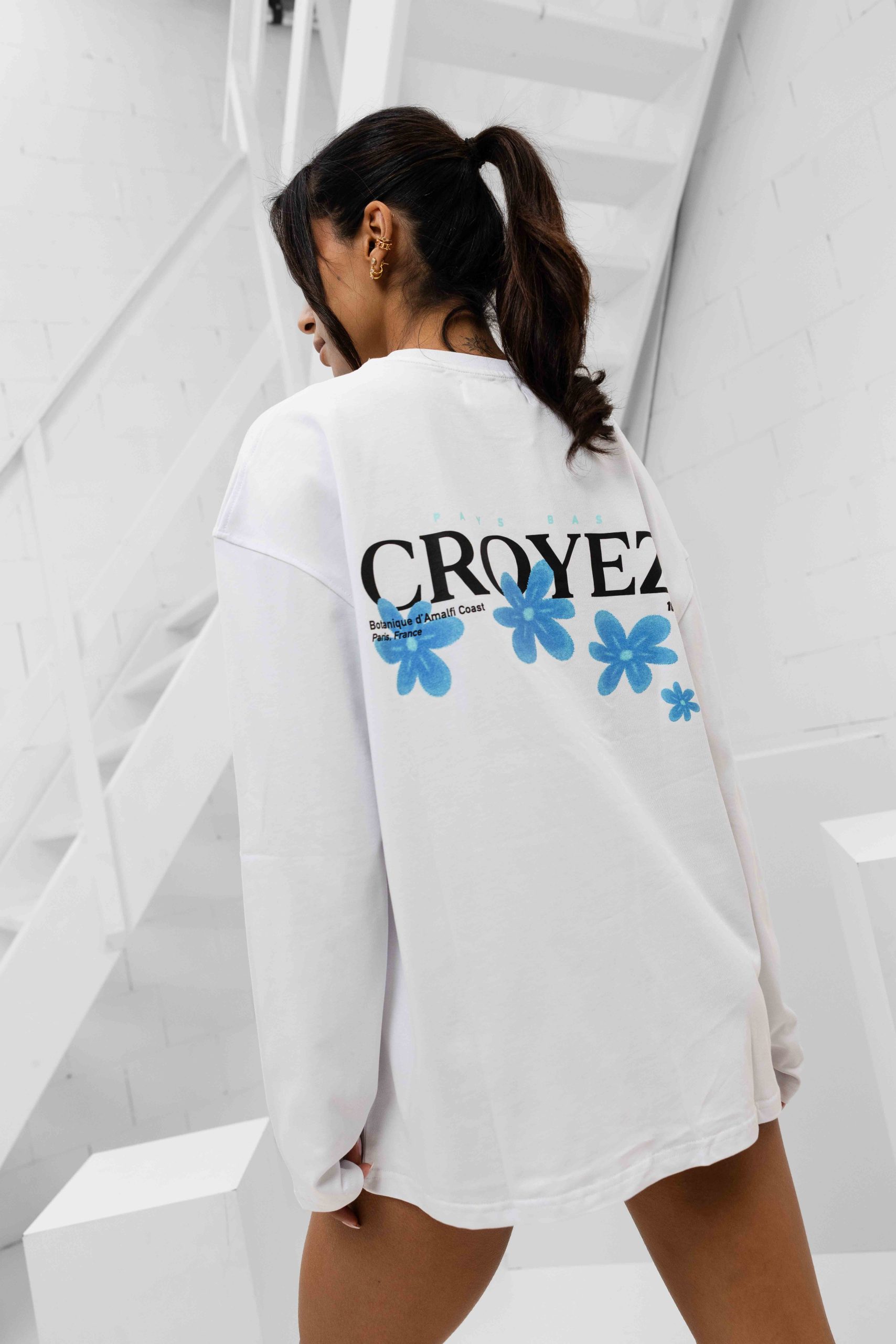 Croyez Botanique Longsleeve Dames Wit/Blauw