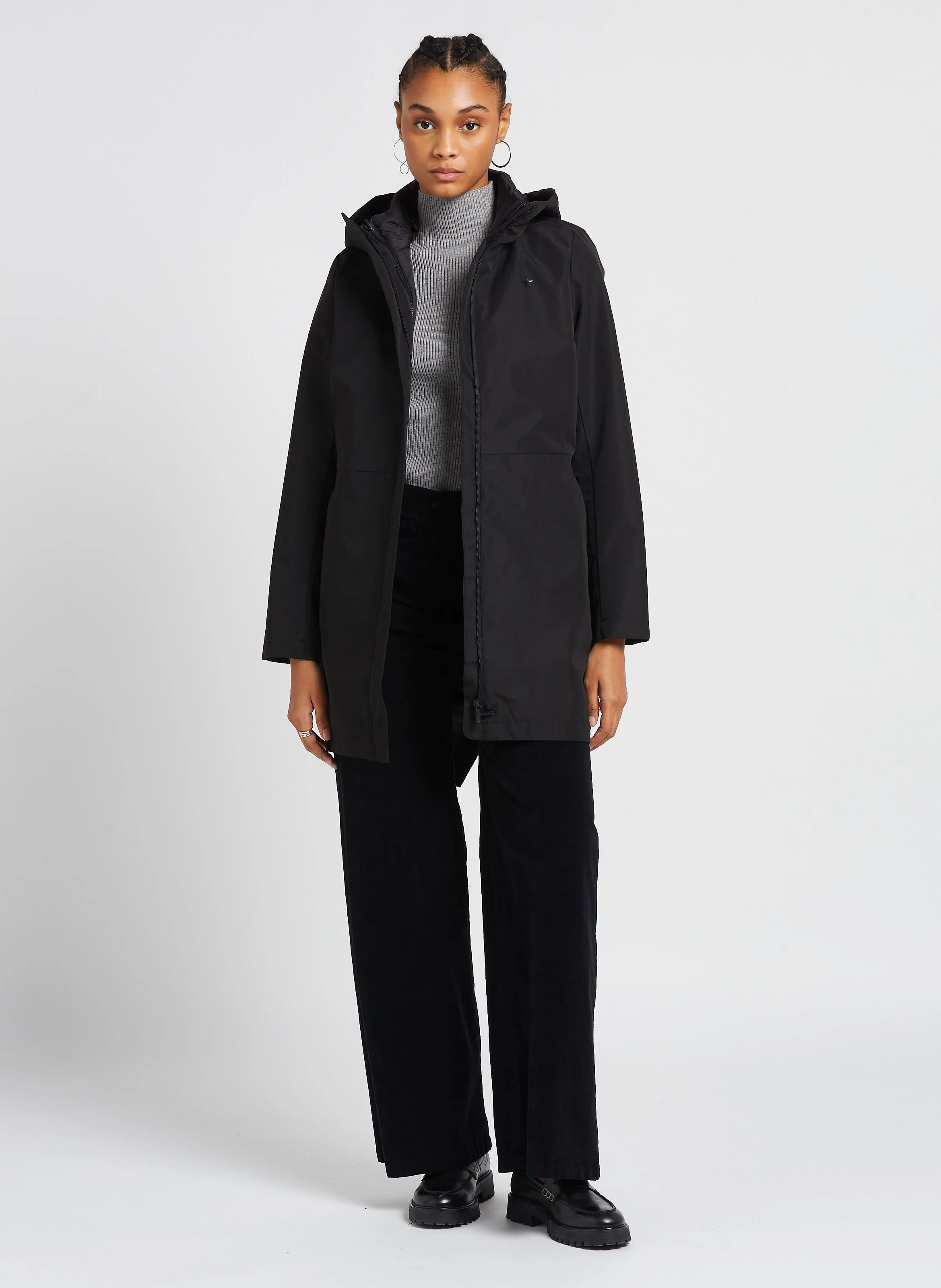 VALENE - Parka déperlante droite | Noir
