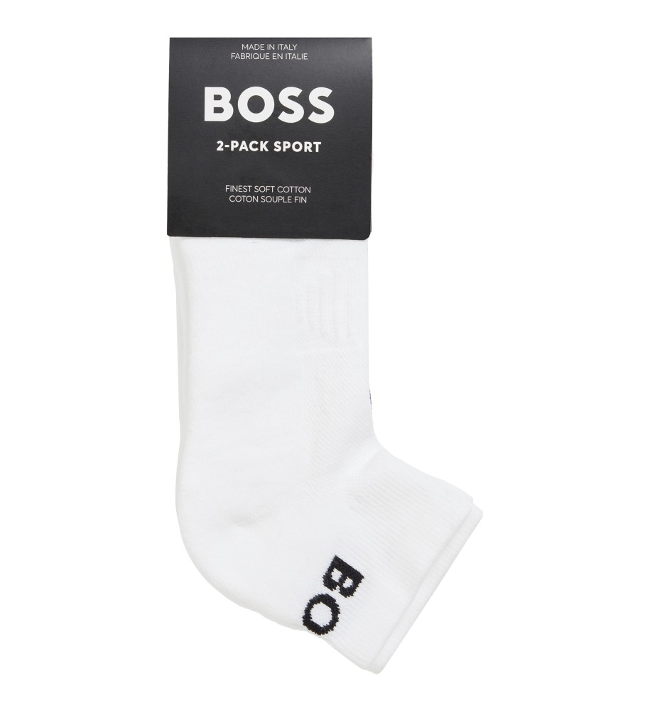 Pacote com 2 pares de meias esportivas BOSS, brancas.