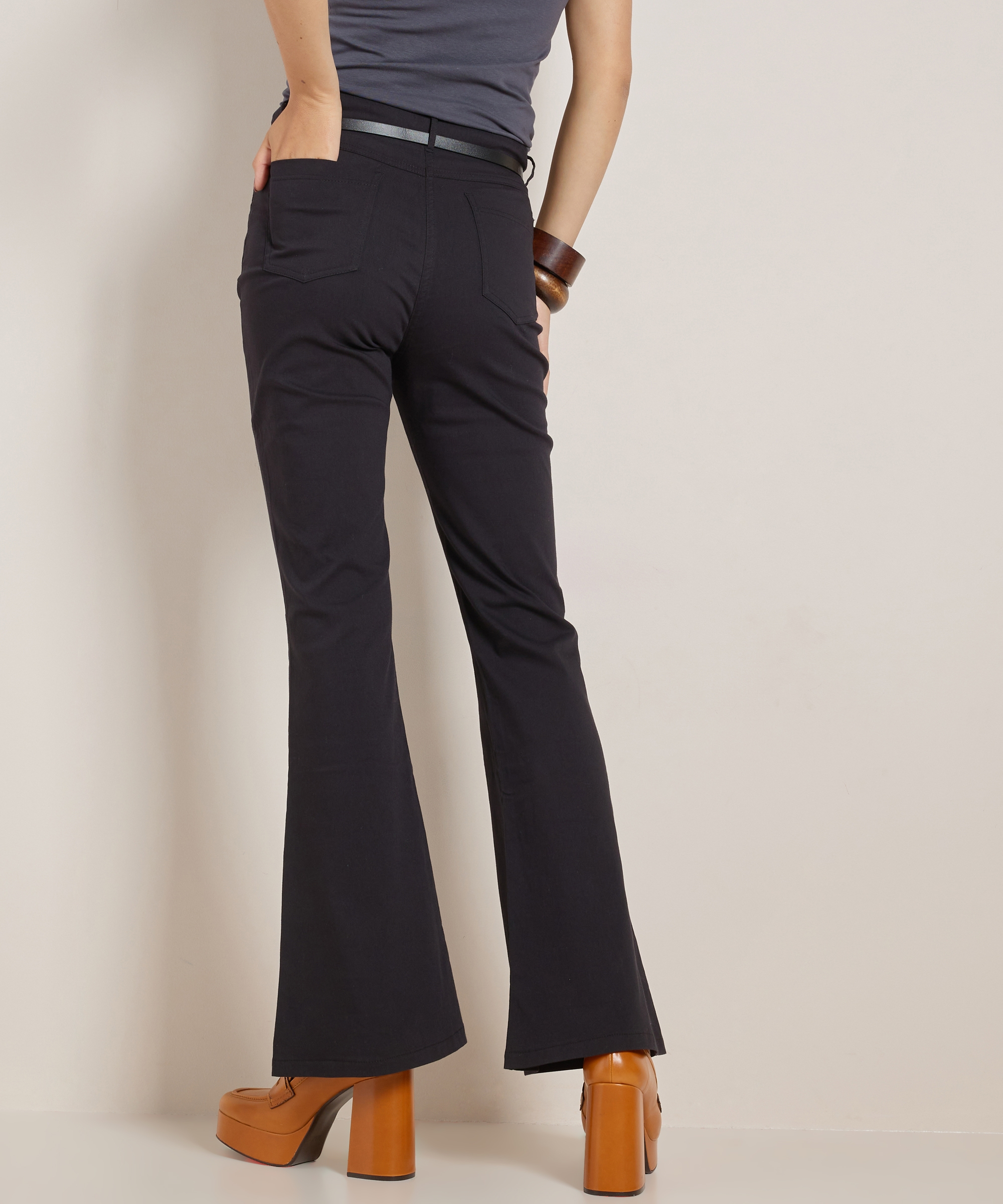 uni flared fit broek met riem