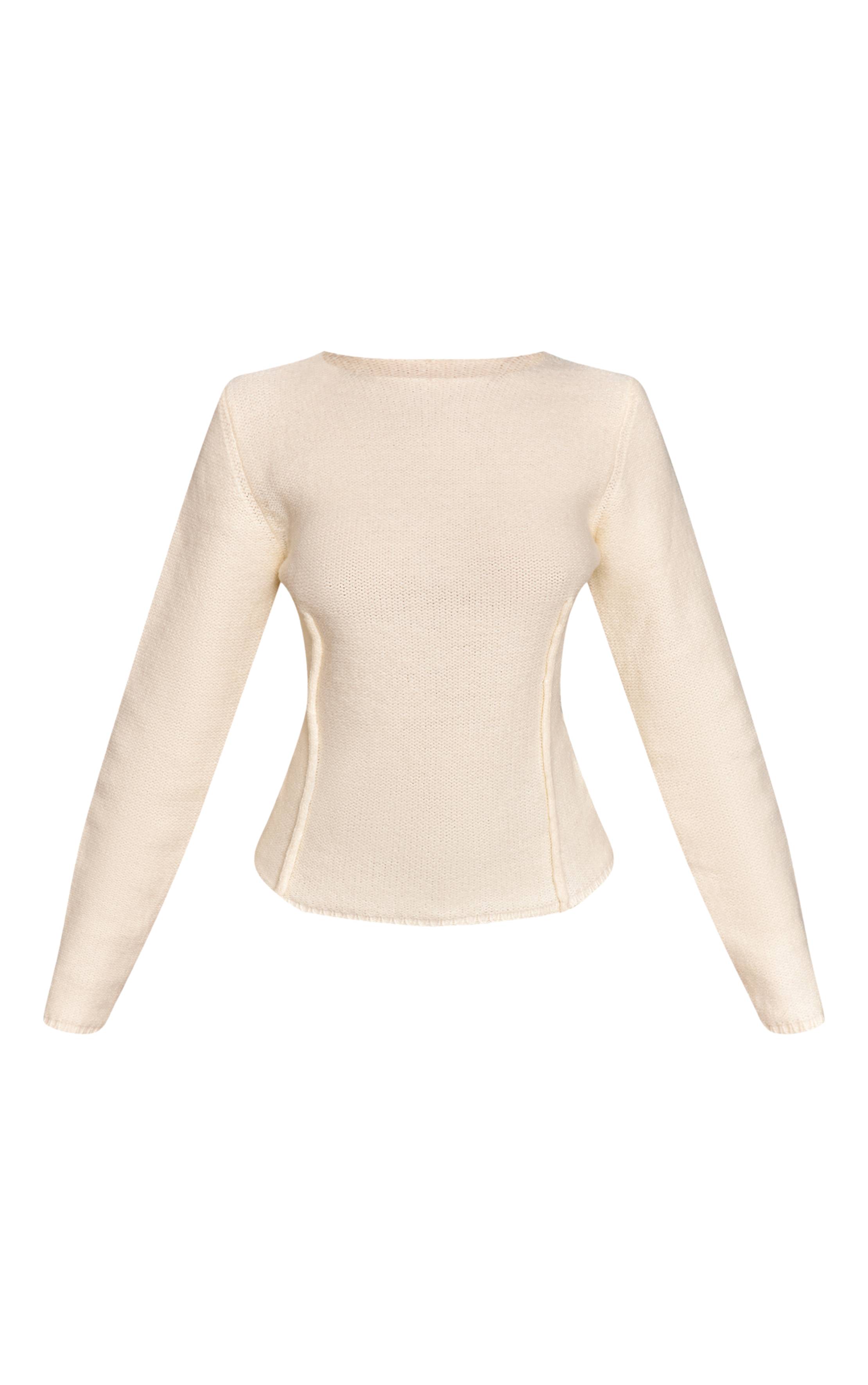 Crème Synthétiquell Moulant En Maille À Détails De Coutures Petite Taille