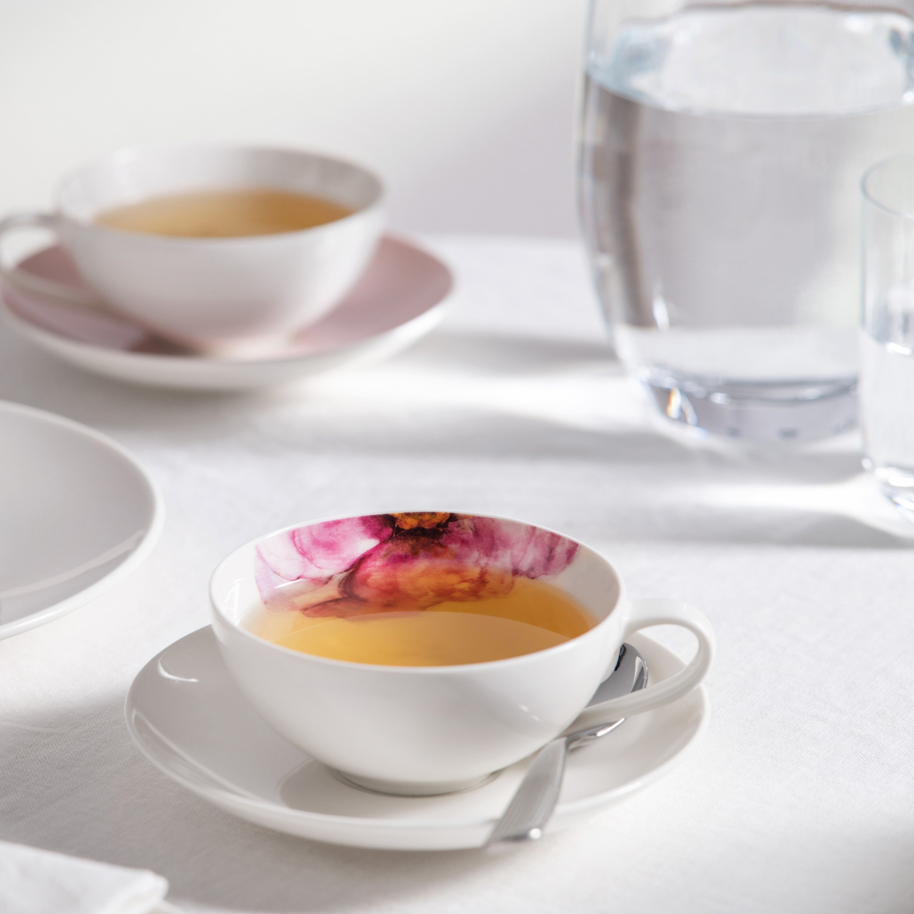 Rose Garden Coffee cup saucer White, 5.9'' x 5.9'', Premium Porcelain