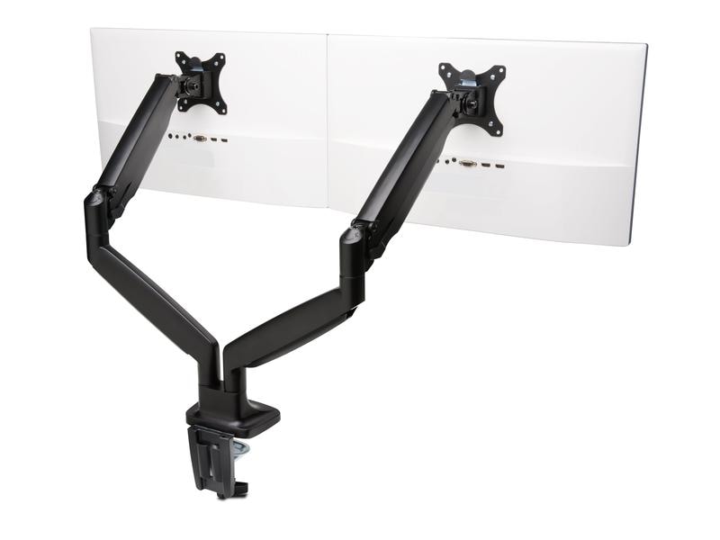 Kensington Tischhalterung SmartFit OneTouch Dual Schwarz Stabiler Dual-Monitorarm mit integrierter Gasdruckfeder und verstellbarer Spannung
