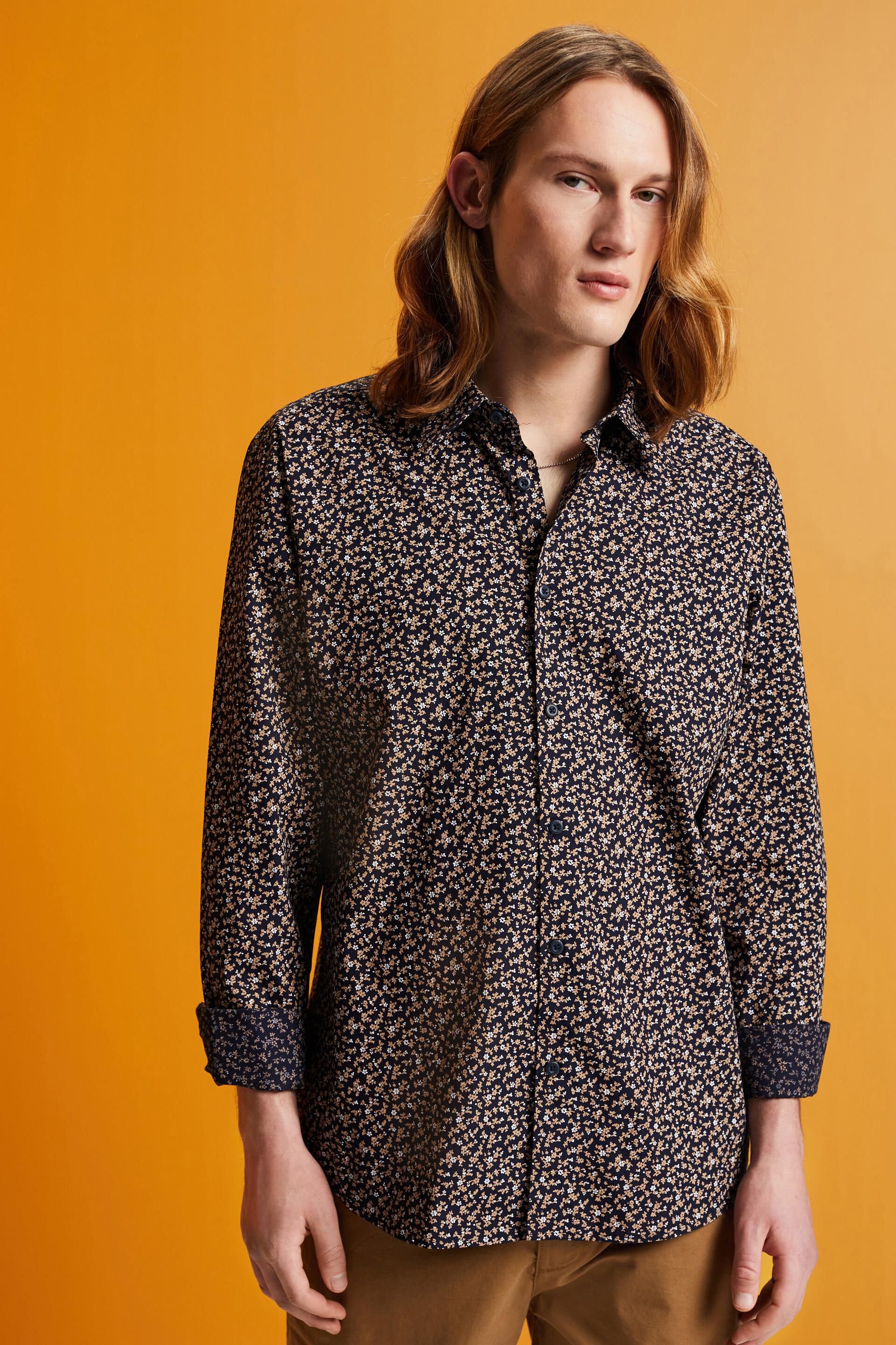 Chemise en coton à motif de coupe Slim Fit