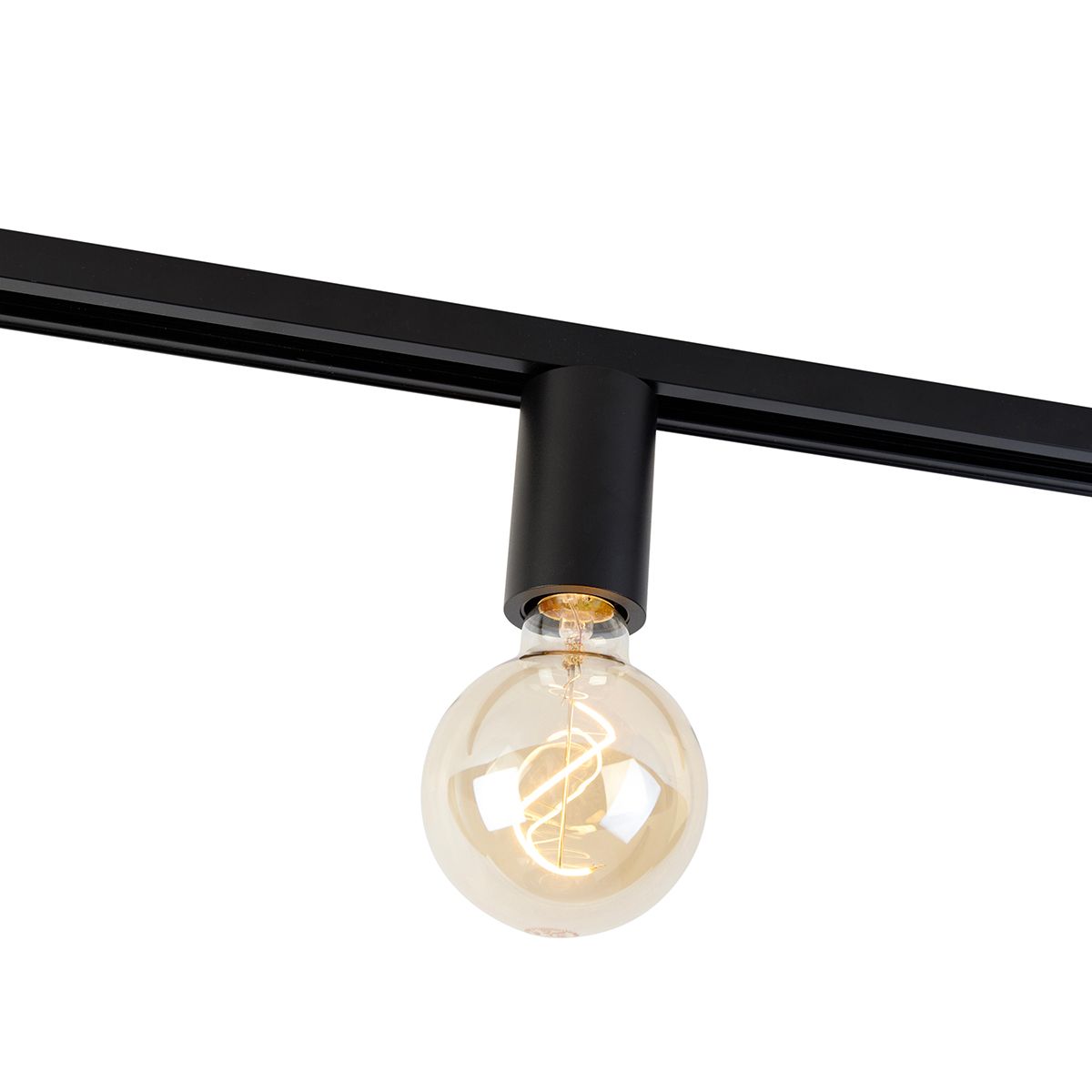E27 fitting met rail ophanging voor 1-fase rail zwart - Iconic Jeana