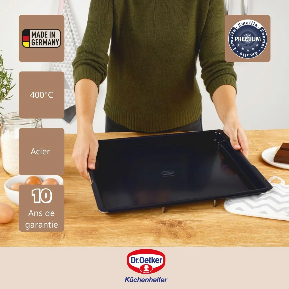 Plaque four extensible 41-53 x 33 cm Back Liebe Dr. Oetker