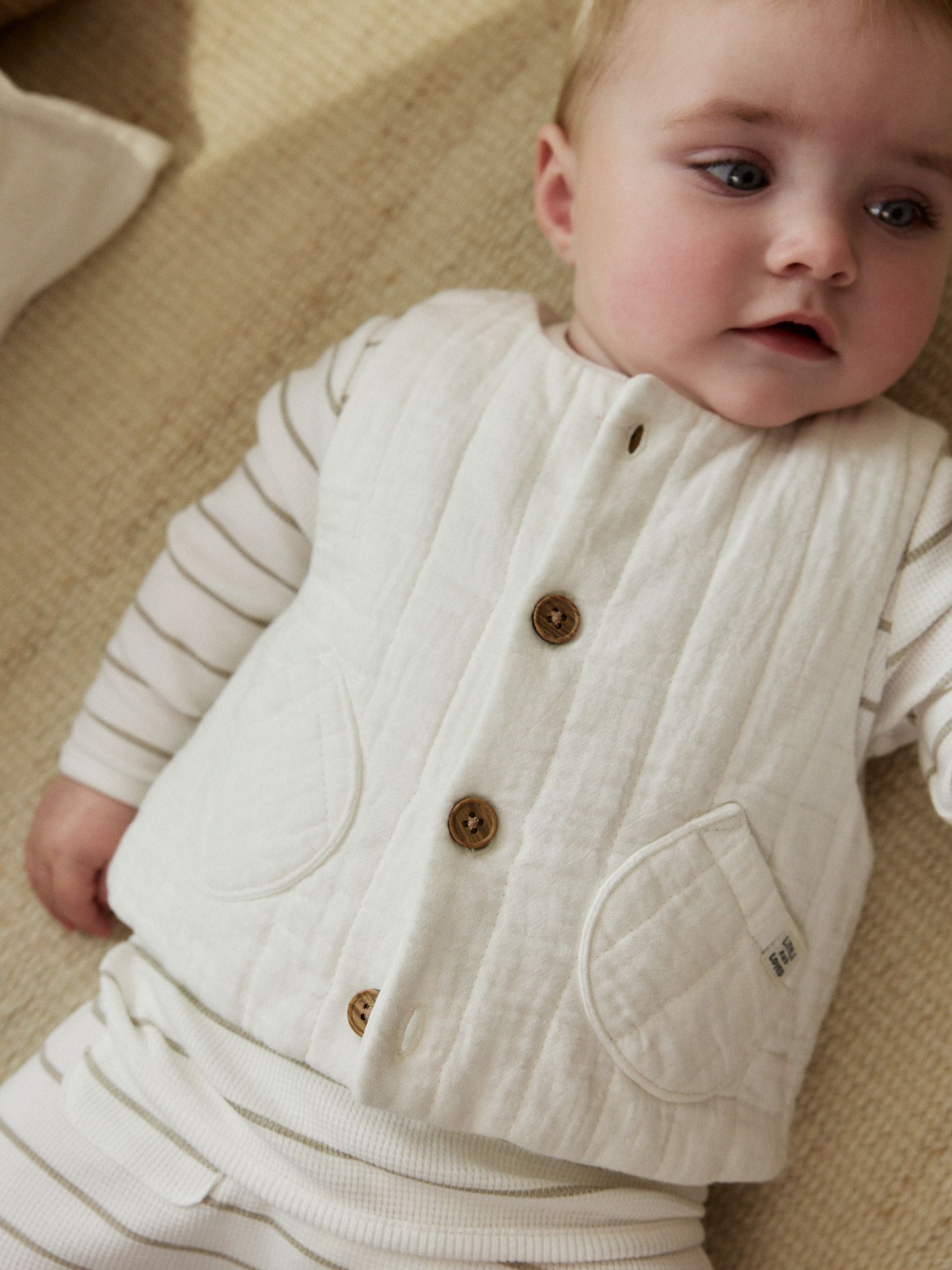 Wit gestreept - Baby Bodywarmer Top en Leggings Set (0mnd-2jr)