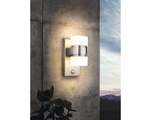 LED Sensor Buiten Wandlamp 2x6W 1000 lm 3000 K warm wit H 300 mm Atollari zilver/wit