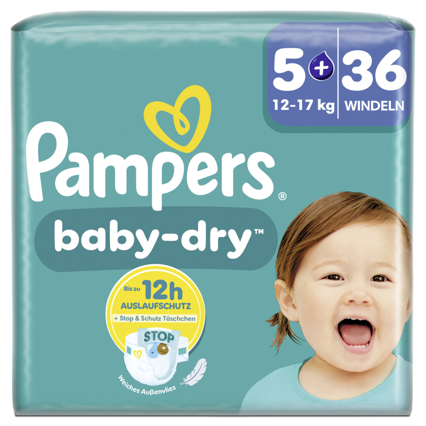 Pampers Baby Dry Gr.5+ Junior Plus 12-17kg 36 Windeln