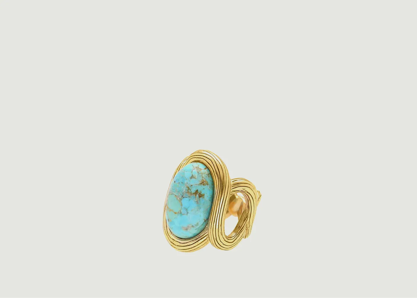 Bague large avec turquoise verte Aldabra Aurélie Bidermann