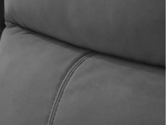 Fauteuil relax électrique en velours METTI - Gris et bandes écru