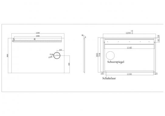 Mueller May spiegel met LED en scheerspiegel 120x80cm