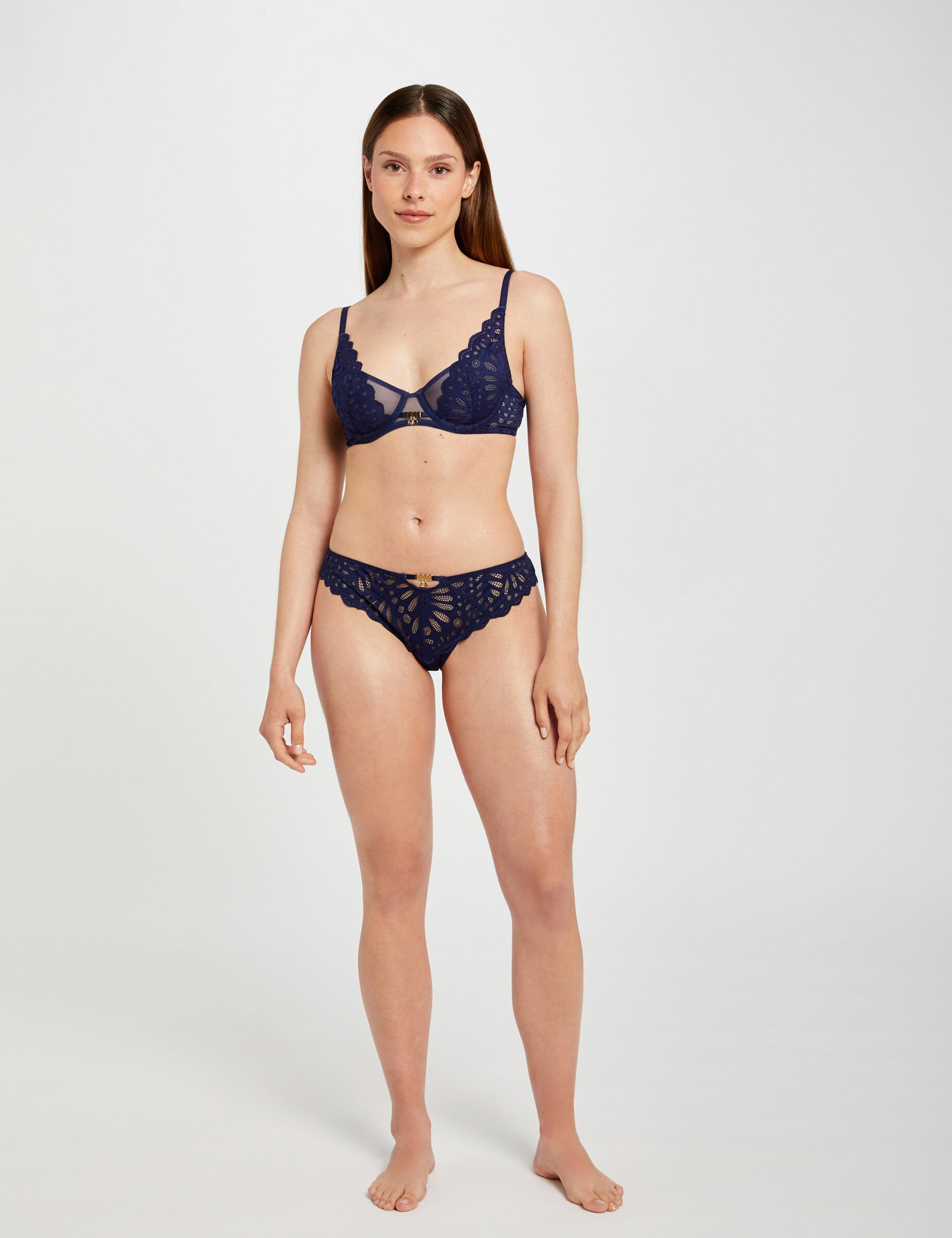 Slip en dentelle marine femme - marine
