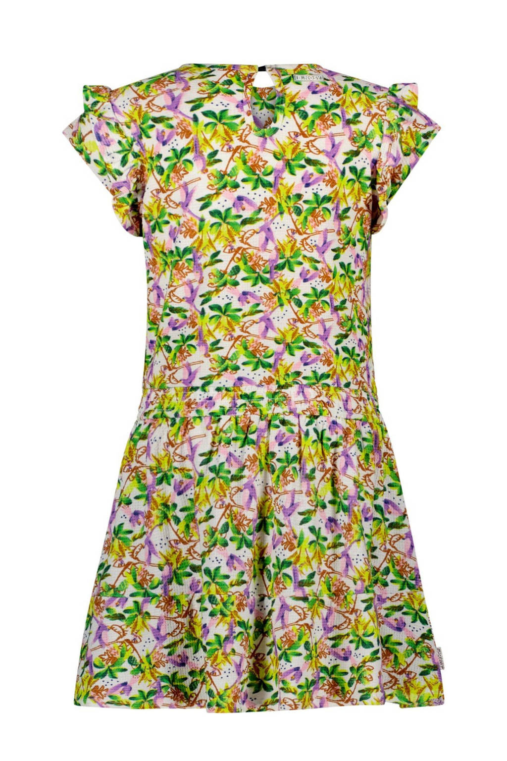 B.Nosy gebloemde jurk roze/groen/geel