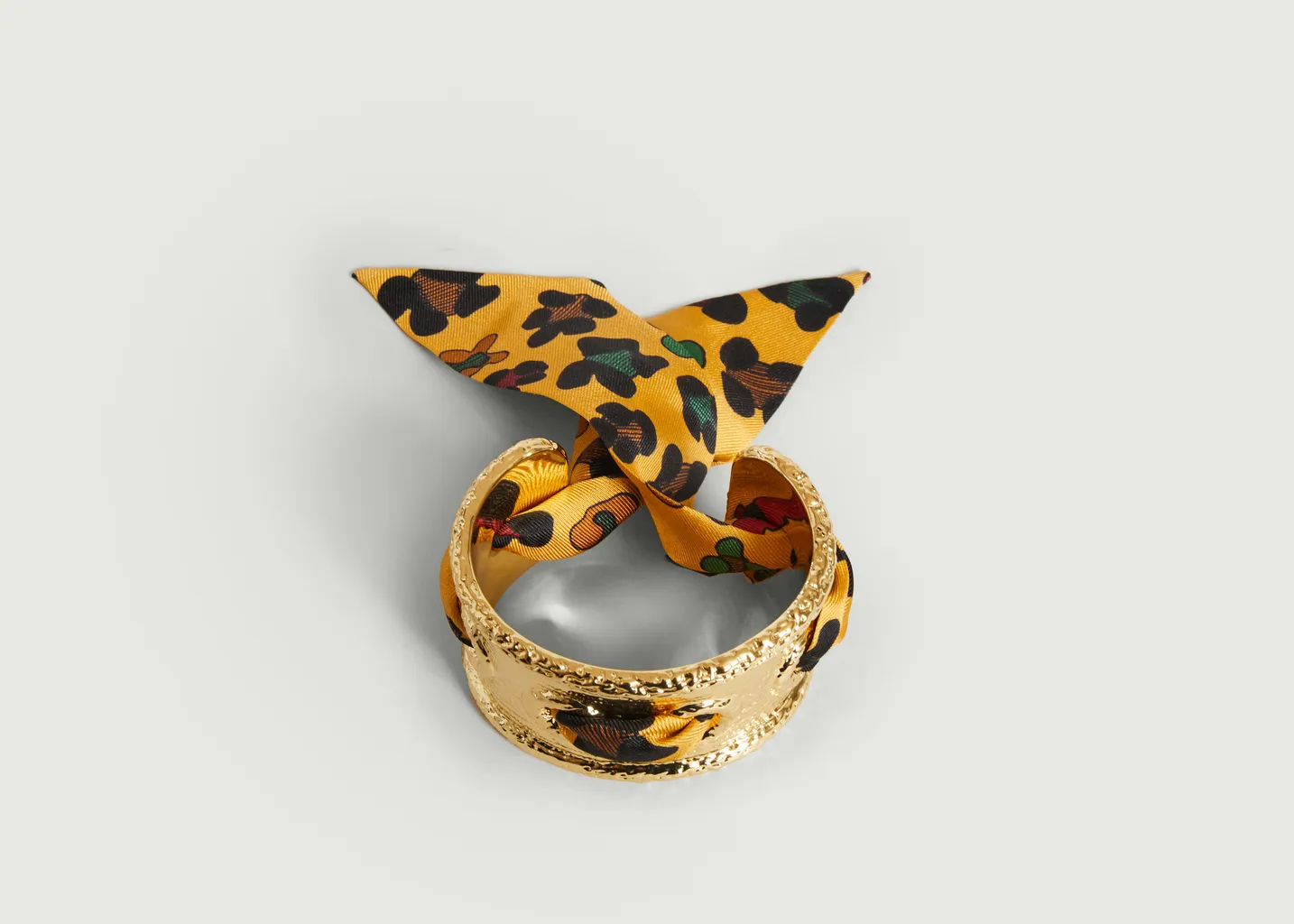 Bracelet manchette plaqué or et soie Queen Néoléo An-nee