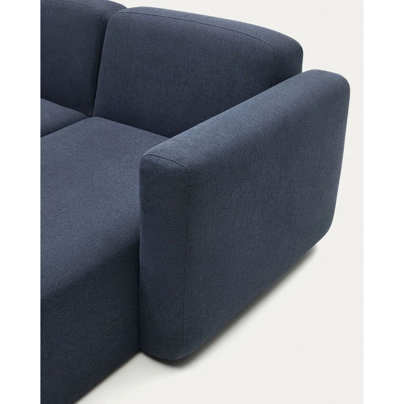 Canapé modulable Neom 3 places méridienne droite/gauche tissu structuré bleu 263 cm