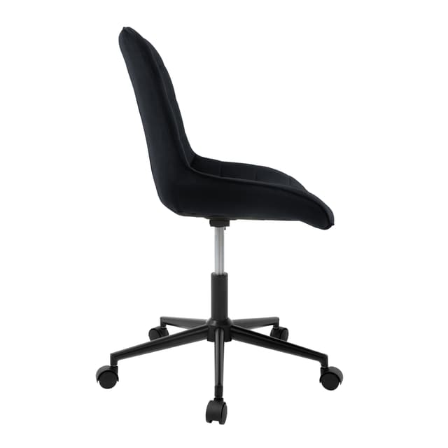 Kontorstol med hjul sort velourbetræk og metalstel ML design