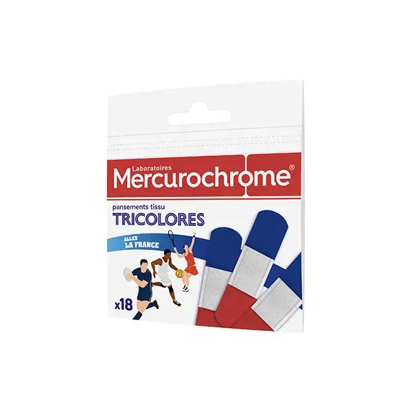 Curativos de tecido tricolor de mercurocromo, 18 unidades
