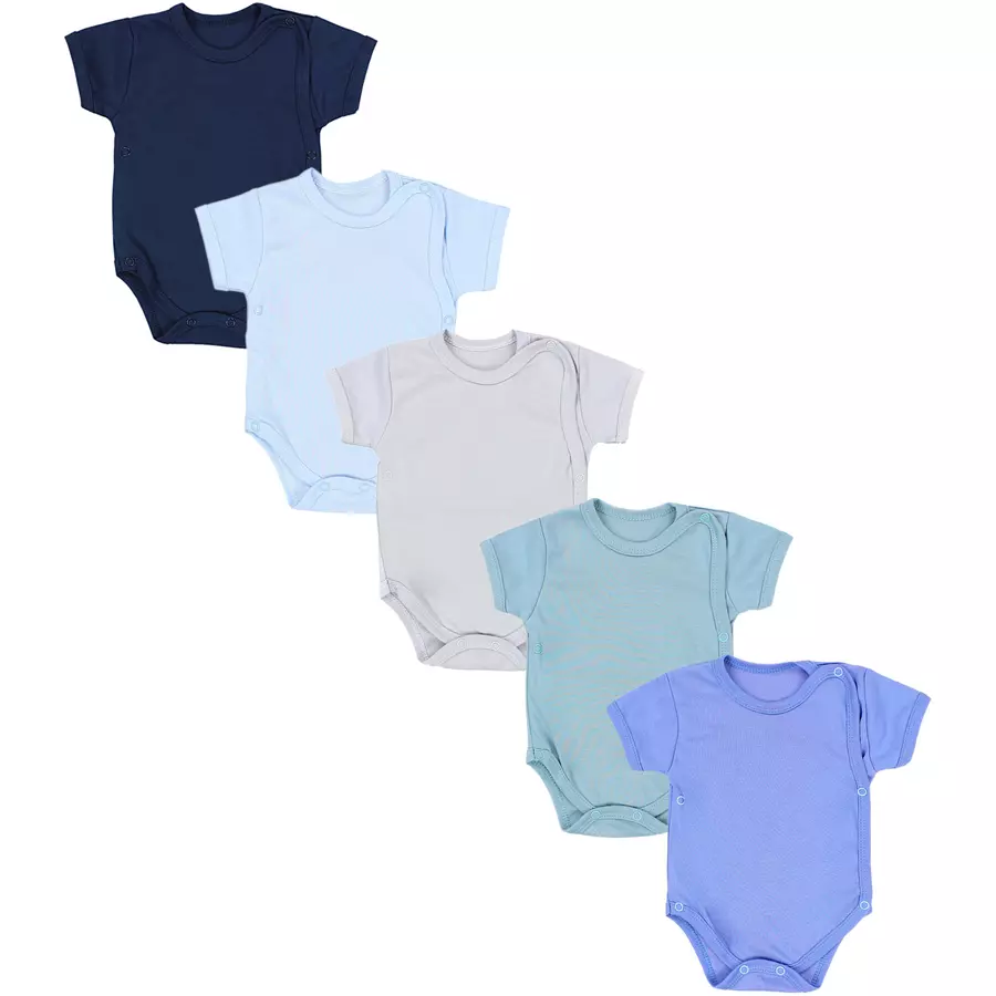 TupTam Baby Jungen Kurzarm Wickelbody 5er Set blau