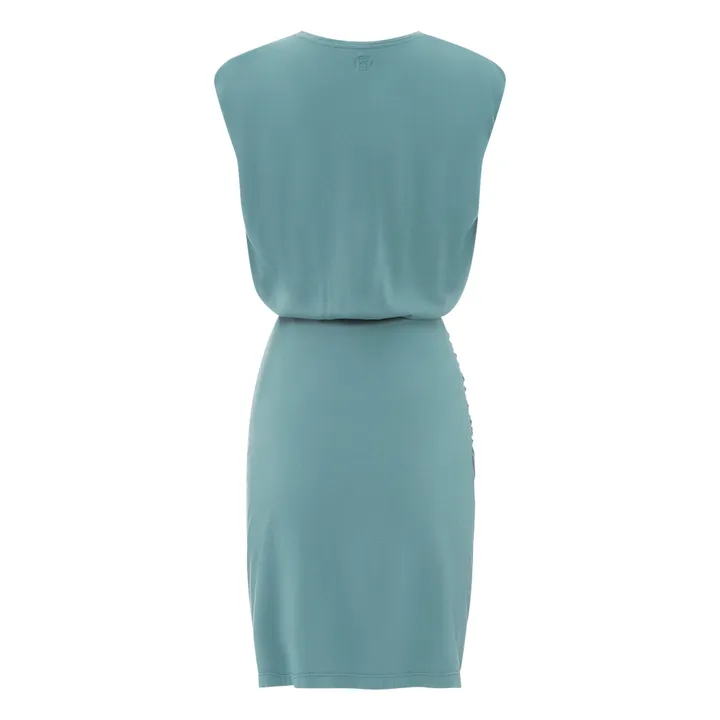 SMALLABLE BASICS Robe Drapée Femme Coton Bio | Bleu Vert