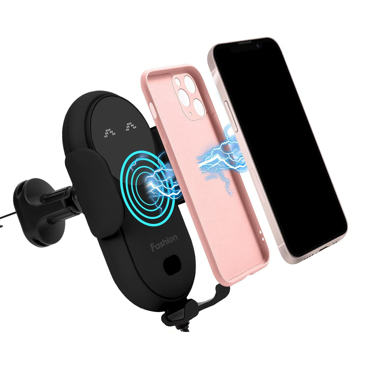 (10W) Universal Qi Wireless Charge Auto KFZ Handy Halterung Ladegerät für Lüftungsgitter - Schwarz