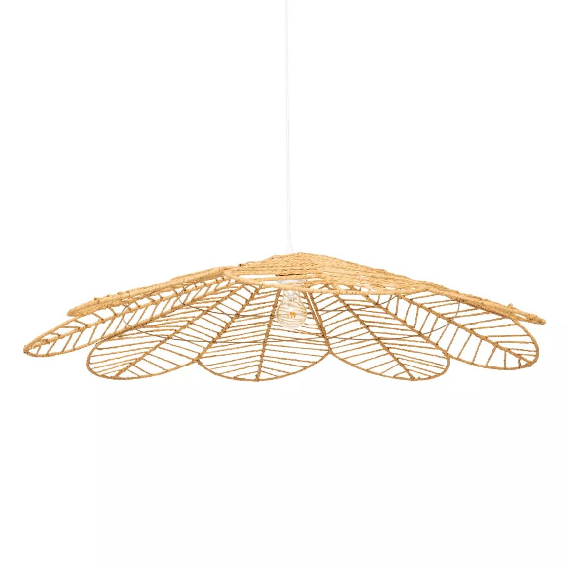 Suspension lumineuse en corde (D98 cm) Fleur Folk Naturel