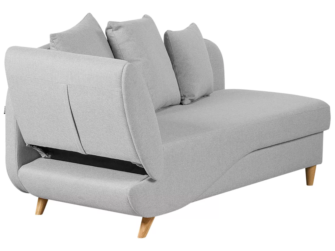 Chaise longue côté droite en tissu gris clair MERI II