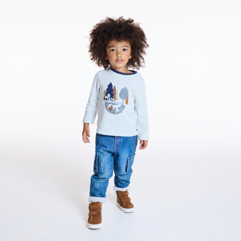 T-shirt coton nid d'abeille gris bébé garçon Blanc