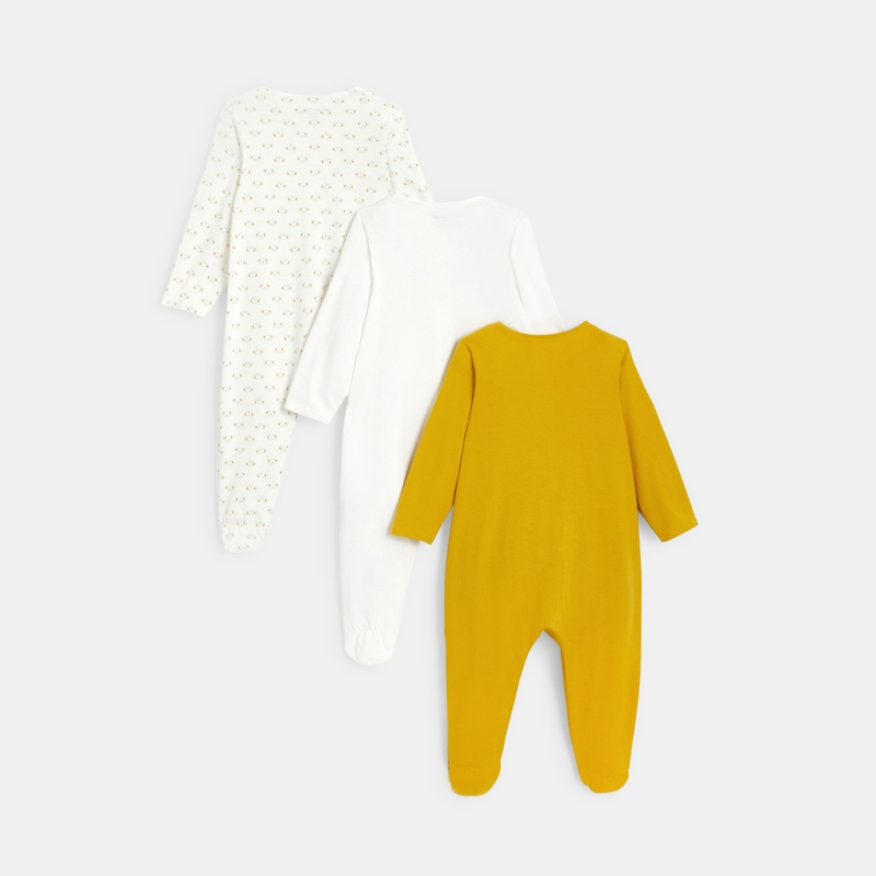 Dors-bien jersey de coton ours (lot de 3) blanc naissance